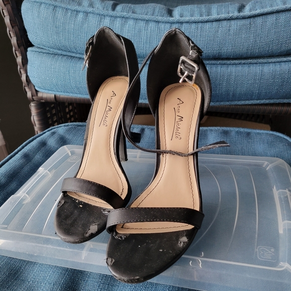 anne michelle black open toe heels size 5.5 - Picture 2 of 2